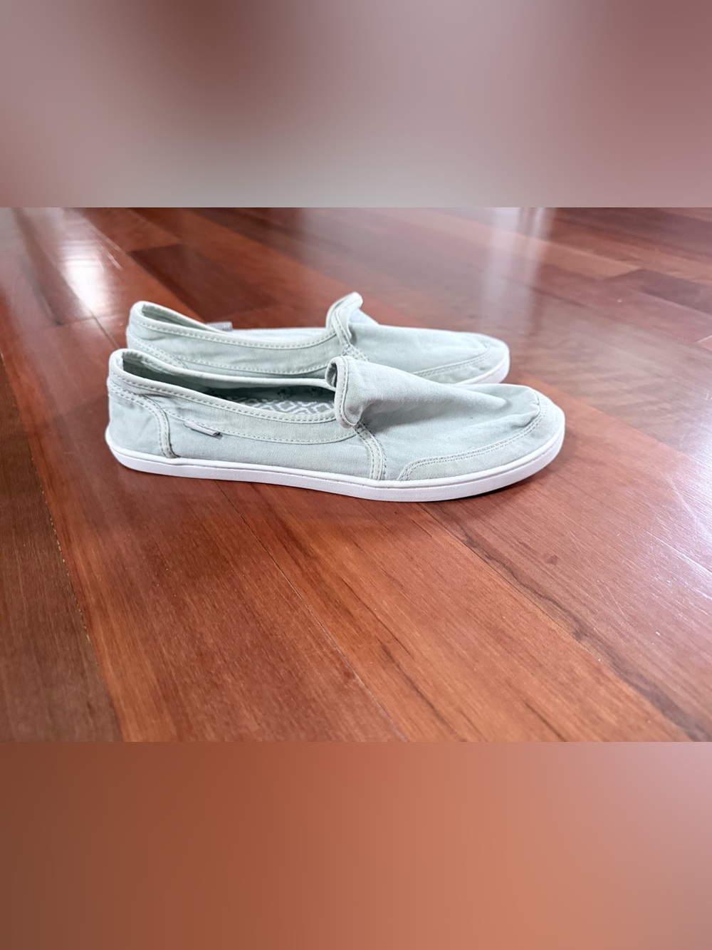 Sanuk Slip-On Canvas Shoes in Light Sage Green